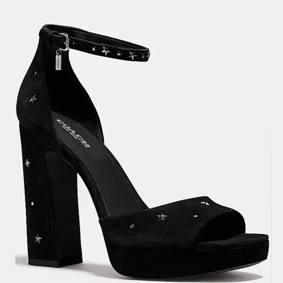 Coach Shoes - NEW COACH Margharita Gunmetal Black Suede Star Metallic High Heels N3925 9.5 B